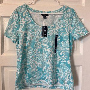 Chaps Light Blue Flower Top